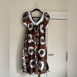 Brown and White Floral Summer Dress